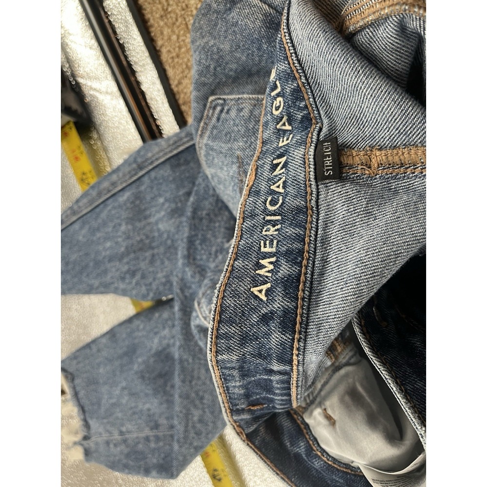 American Eagle Womens Distressed Trashed Mom Jeans Size 2 Blue - Picture 5 of 9